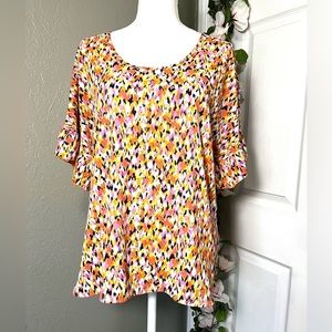 💐NWT Counterparts multicolor short sleeve ruffles blouse